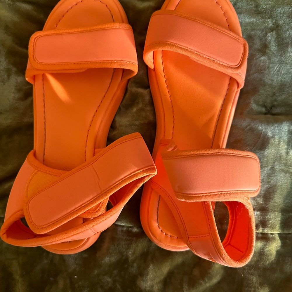 Vibrant Orange Sandals with Velcro Straps